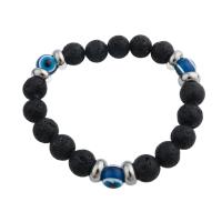 Evil Eye Jewelry Bracelet Lava with 304 Stainless Steel fashion jewelry & Unisex 11mm Sold Per Approx 8.66 Inch Strand