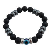 Evil Eye Jewelry Bracelet Agate with Non Magnetic Hematite fashion jewelry & Unisex 10mm Sold Per Approx 7.87 Inch Strand