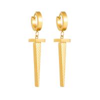 Titanium Steel  Earring, plated, fashion jewelry & for woman, golden, 50mm, Sold By Pair