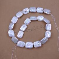 Natural Freshwater Pearl Loose Beads, Square, DIY, white, 15x20mm, Approx 20PCs/Strand, Sold By Strand