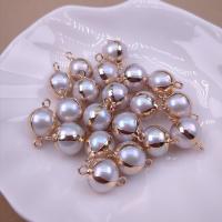 Brass Jewelry Connector Freshwater Pearl with Brass Round plated DIY & 1/1 loop Length about 10-12mm Sold By Strand