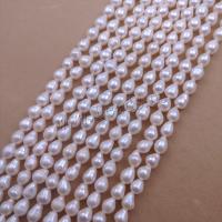Naturales agua dulce perlas sueltas, Perlas cultivadas de agua dulce, Gota, Bricolaje, Blanco, Length about 5-6mm, Vendido para aproximado 38 cm Sarta