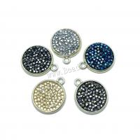 Rhinestone Brass Pendants, Round, plated, DIY & with rhinestone, more colors for choice, 18x22mm, Sold By PC