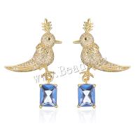 Cubic Zirconia Micro Pave Brass Earring Bird plated fashion jewelry & micro pave cubic zirconia Sold By Pair