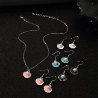 Zinc Alloy Jewelry Sets earring & necklace with Plastic Pearl Shell plated fashion jewelry & for woman nickel lead & cadmium free Sold By Set