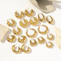 Edelstahl-Hebel zurück-Ohrring, 304 Edelstahl, plattiert, verschiedene Stile für Wahl & für Frau, goldfarben, verkauft von Paar