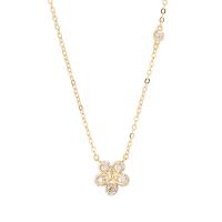 Cubic Zircon Micro Pave 925 Sterling Silver Necklace with 5CM extender chain petals plated micro pave cubic zirconia & for woman Length Approx 40  Sold By PC