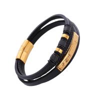 Bracelets cordon PU, acier inoxydable 316L, avec cuir PU, Placage, pour homme, plus de couleurs à choisir, Longueur:Environ 21 cm, Vendu par PC