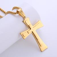 Stainless Steel Jewelry Necklace 316 Stainless Steel Cross plated Unisex Crystal Gold Length Approx 60 cm Sold By PC