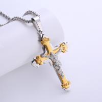Edelstahl Schmuck Halskette, 316 Edelstahl, Kreuz, plattiert, unisex, Platin Farbe, Länge:ca. 60 cm, verkauft von PC