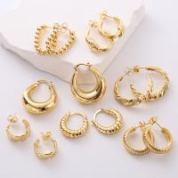Brass Stud Earring, plated, different styles for choice & for woman, golden, Sold By Pair