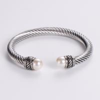 Stainless Steel Bangle 304 Stainless Steel with Plastic Pearl plated for man original color Inner Approx 62mm Sold By PC