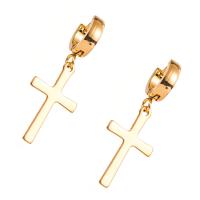 Titanium Steel  Earring Cross plated for woman golden Sold By Pair