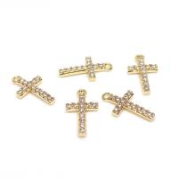 Cubic Zirconia Micro Pave Brass Pendant Cross plated DIY & micro pave cubic zirconia golden Sold By PC