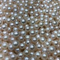 Cultured Round Freshwater Pearl Beads Slightly Round DIY & half-drilled white Sold By PC