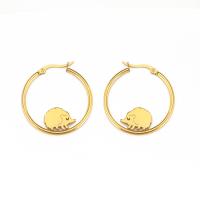 Stainless Steel Hoop Earring, 304 Stainless Steel, Donut, Vacuum Ion Plating, fashion jewelry & for woman, more colors for choice, 29.60x31mm, Sold By Pair