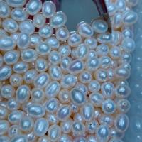 Cultured Rice Freshwater Pearl Beads DIY & half-drilled white 7-7.5mm Sold By PC
