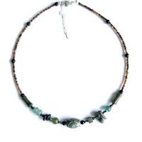 Zinklegierung Schmuck Halskette, mit Seedbead & Edelstein, mit Verlängerungskettchen von 5.7cm, Modeschmuck & für Frau, frei von Nickel, Blei & Kadmium, Länge:ca. 38.2 cm, verkauft von PC