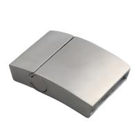 магнитная  застежка  из нержавеющей стали, Нержавеющая сталь 304, DIY & Матовый металлический эффект, оригинальный цвет, 27.50x18.50mm, отверстие:Приблизительно 16.5x3.5mm, 10ПК/Лот, продается Лот