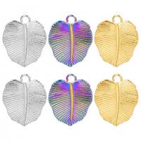 Stainless Steel Pendants, 304 Stainless Steel, Leaf, Vacuum Ion Plating, DIY, more colors for choice, 14x17.80mm, Sold By PC