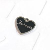 Stainless Steel Heart Pendants, 304 Stainless Steel, polished, DIY & enamel, black, nickel, lead & cadmium free, 20x18mm, Sold By PC