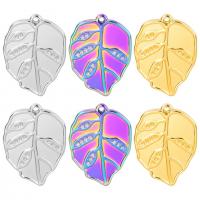 Stainless Steel Pendants, 304 Stainless Steel, Leaf, Vacuum Ion Plating, DIY, more colors for choice, 16x22mm, Sold By PC