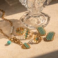 Stainless Steel smycken Ställer, 304 rostfritt stål, med turkos, 18K guldpläterad, mode smycken & olika stilar för val & för kvinna, gyllene, Säljs av PC