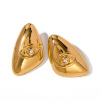 Boucle d'oreille de gaujon en acier inoxydable, Acier inoxydable 304, bijoux de mode & pour femme & avec strass, doré, 34.50x20.70mm, Vendu par paire