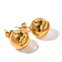 Boucle d'oreille de gaujon en acier inoxydable, Acier inoxydable 304, bijoux de mode & pour femme, doré, 13x12mm, Vendu par paire