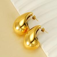 Stainless Steel Stud Earrings, 304 Stainless Steel, 18K gold plated, fashion jewelry & for woman, golden, 21x32mm, Sold By Pair