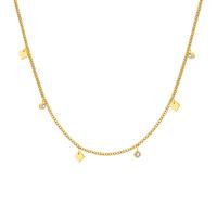 Titanstahl Halskette, mit Verlängerungskettchen von 1.97inch, Modeschmuck & Micro pave Zirkonia & für Frau, goldfarben, 1.60mm, Länge:ca. 15.75 ZollInch, verkauft von PC