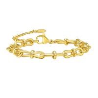 Bracelet d'acier titane, avec 1.97inch chaînes de rallonge, bijoux de mode & pour femme, doré, 6mm, Longueur:Environ 6.3 pouce, Vendu par PC
