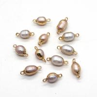 Brass Jewelry Connector pearl with Brass Rice gold color plated DIY & 1/1 loop white Length about 8-9mm Hight about 18-20mm Sold By PC