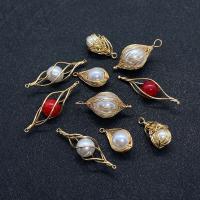 Brass Jewelry Pendants with ABS Plastic Pearl gold color plated DIY nickel lead & cadmium free Sold By PC