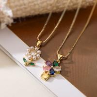 Cubic Zircon Micro Pave Brass Necklace, with 5cm extender chain, Flower, plated, fashion jewelry & different designs for choice & micro pave cubic zirconia, more colors for choice, nickel, lead & cadmium free, Length:45 cm, Sold By PC