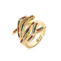 Kubisk Circonia Micro bane messing Ring, Hand, forgyldt, mode smykker & Micro Pave cubic zirconia, flere farver til valg, nikkel, bly & cadmium fri, Ring inner diameter:17 ~19mm, Solgt af PC