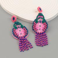 Earring Jewelry, Seedbead, with Resin & Zinc Alloy, handmade, fashion jewelry & for woman, multi-colored, nickel, lead & cadmium free, 119x41mm, Sold By PC
