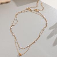 Zinklegierung Schmuck Halskette, mit Kunststoff Perlen, plattiert, Doppelschicht & Modeschmuck & für Frau, frei von Nickel, Blei & Kadmium, verkauft von PC