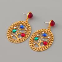 Tibetan Style Stud Earring, with Resin, fashion jewelry & for woman, nickel, lead & cadmium free, 58x34mm, Sold By Pair