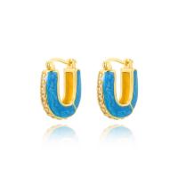 Cubic Zirconia Micro Pave Brass Earring, plated, micro pave cubic zirconia & for woman & enamel, more colors for choice, 23x18mm, Sold By Pair