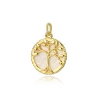 Cubic Zirconia Micro Pave Brass Pendant, with White Shell & Plastic Pearl, plated, different styles for choice & micro pave cubic zirconia & for woman, golden, Sold By PC