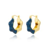 Messing Spring hoop oorbellen, plated, voor vrouw & glazuur, meer kleuren voor de keuze, 25x25mm, Verkocht door pair