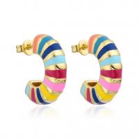 Brass Stud Earring plated & for woman & enamel multi-colored Sold By Pair