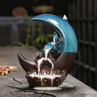 Backflow Incense Burner, Porcelain, half handmade, durable, mixed colors, 133x161mm, Sold By PC