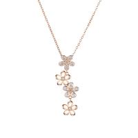 Cubic Zircon Micro Pave 925 Sterling Silver Necklace with 5CM extender chain petals plated micro pave cubic zirconia & for woman Length Approx 40 cm Sold By PC