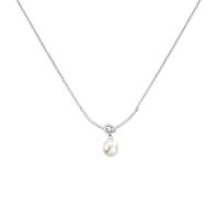 Sterling Silber Halsketten, 925 Sterling Silber, mit Kunststoff Perlen, mit Verlängerungskettchen von 5CM, plattiert, für Frau, keine, Länge:ca. 40 cm, verkauft von PC