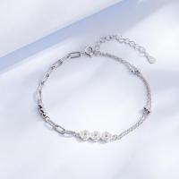 Sterling Silver Βραχιόλια, 925 ασημένιο ασήμι, κοσμήματα μόδας & για τη γυναίκα, νικέλιο, μόλυβδο και κάδμιο ελεύθεροι, Μήκος Περίπου 21 cm, Sold Με PC