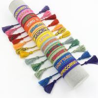 Polyester Bracelet, Embroidery, Unisex & with letter pattern, more colors for choice, 145x20mm, Sold By PC