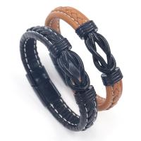Microfibre PU bracelet, avec alliage de zinc, Placage, le style de punk & pour homme, plus de couleurs à choisir, Longueur Environ 8.5 pouce, Vendu par PC