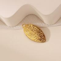 Stainless Steel Pendants, 304 Stainless Steel, Leaf, Vacuum Ion Plating, DIY, golden, 25x13mm, Sold By PC